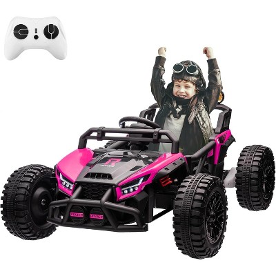 24V Electric Car for Kids with Remote Control, Battery Powered Ride On Truck with LED Lights, MP3, 4 Wheeler Vehicle for Toddlers, Pink