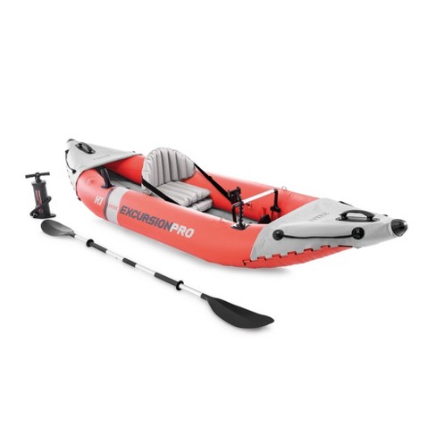 Intex 68303ep Excursion Pro K1 Single Person Inflatable Vinyl Fishing Kayak  Set With Aluminum Oar And High Output Pump - Red : Target