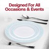 Smarty Had A Party White w/ Turquoise Blue and Silver Mosaic Rim Plastic Wedding Set - 30 Sets - 2 of 4