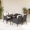 vidaXL - 5 Piece Black Poly Rattan Patio Dining Set with Cushions - PE Rattan, Tempered Glass Tabletop, Steel Frame - 2 of 4