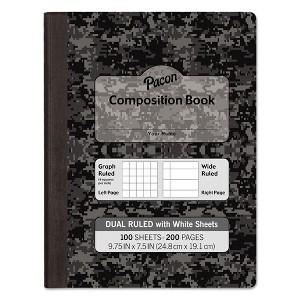 Pacon Composition Book, 20 lb Bond Weight Sheets, Wide/Legal Rule, Black Cover, (100) 9.75 x 7.5 Sheets - 1 of 1