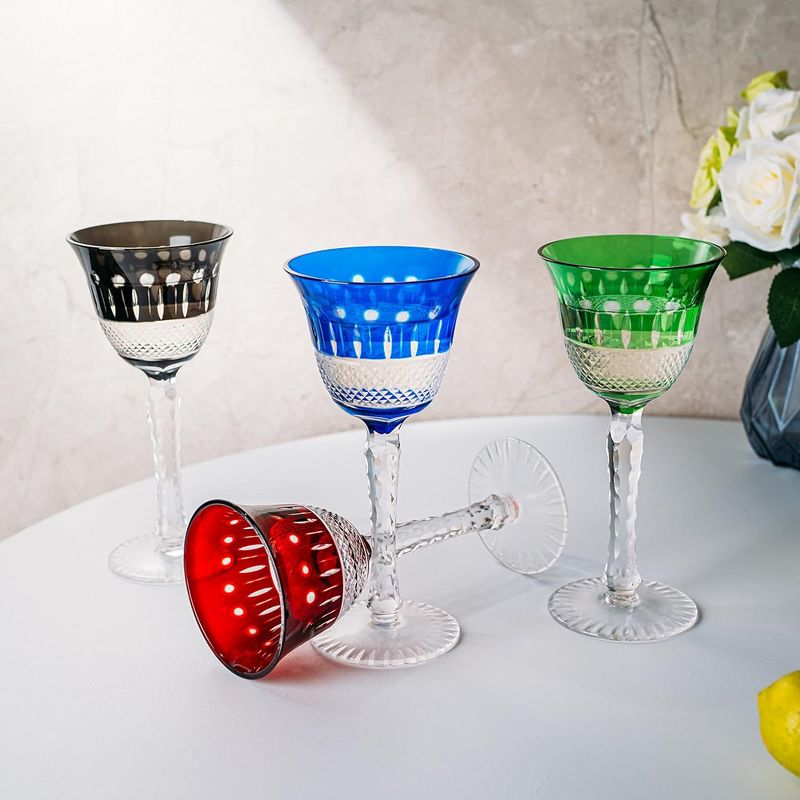 The Wine Savant Venetian Italian Colored Wine Glasses, Beautiful Colored Design & Perfect for All Celebrations - 4 pk, 3 of 5