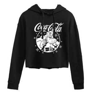 Women's - Coca-Cola - - Juniors Cropped Long Sleeve Fleece Hoodie Cropped Graphic Hoodie - 1 of 2