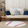 Nourison 5' Round Washable Imagination Baseball Non Skid Woven Area Rug White - 2 of 4