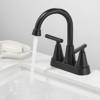 Cobbe Black Bathroom Faucets 3 Holes, 4 Inch Bathroom Sink Faucet with Pop Up Drain and 2 Supply Hoses, 2 Handle Matte Black Centerset Bathroom Faucet - 3 of 4