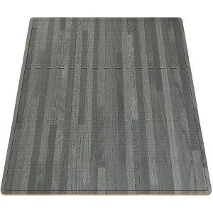 Sorbus Interlocking Floor Mat Gray Wood Print 16 Pieces - 1 of 3