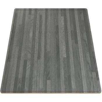 Sorbus Interlocking Floor Mat Gray Wood Print 16 Pieces