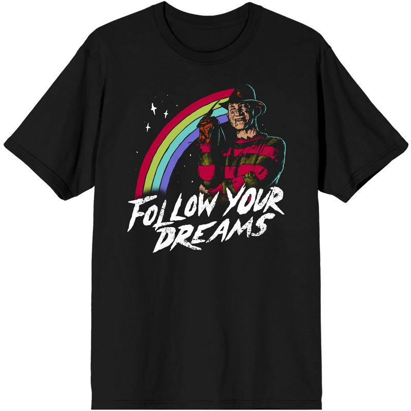 Freddy Krueger Follow Your Dreams Mens Black Graphic Tee, 1 of 3