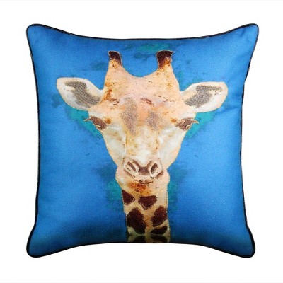 18"x18" Giraffe Reversible Square Pillow Blue - Edie@Home