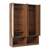Vynxaria Farmhouse Widen Hall Tree - 4 Rattan Doors, 4-in-1 Seating Bench with 6 Hooks, Walnut Finish, 55.1"W - 4 of 4