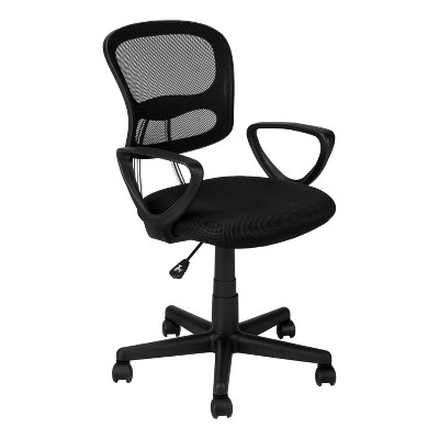 Monarch Specialties Office Chair Adjustable Height Swivel Ergonomic Armrests Computer Desk Work Juvenile Metal Mesh Black Contemporary Modern