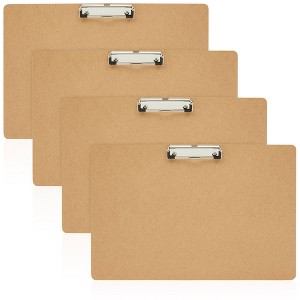 Juvale 4-Pack Extra Large 11x17 Clipboard, Horizontal Wooden Lap Boards w Low Profile Clip for Drawing, Sketching, 3mm - 1 of 4