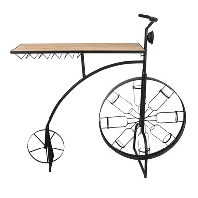 Metal and Wood Bike Wine Rack Black - Sagebrook Home