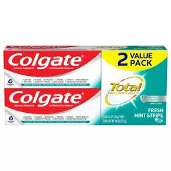 Colgate Total Fluoride Toothpaste Gel - Fresh Mint Stripe Gel - 9.6oz/2pk