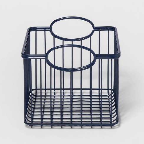 Small Wire Stackable Kids' Storage Basket Navy - Pillowfort™