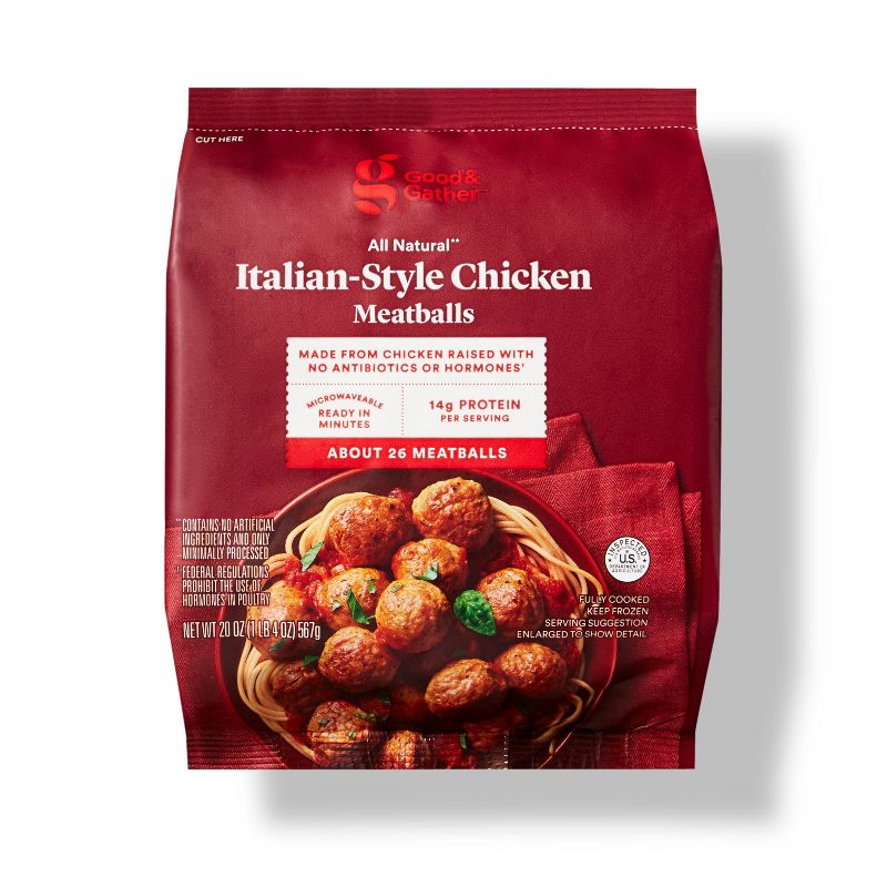 All Natural Italian-Style Chicken Meatballs - Frozen - 20oz - Good &#38; Gather&#8482;, 1 of 9