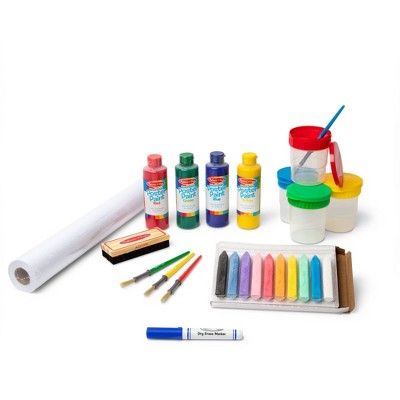 Melissa Doug Easel Accessory Set Paint Cups Brushes Chalk Paper Dry erase Marker Target