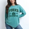 Forks Washington Distressed - Women's Garment Dyed Long Sleeve Graphic T-Shirt - 2 of 3
