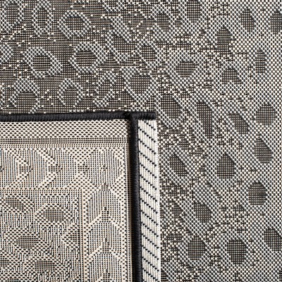 Grey and Black Animal Print Indoor/Outdoor Rug