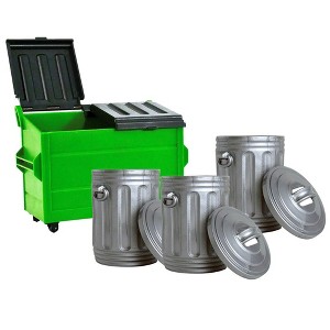 Green Dumpster & 3 Trash Cans for WWE & AEW Wrestling Action Figures - 1 of 1