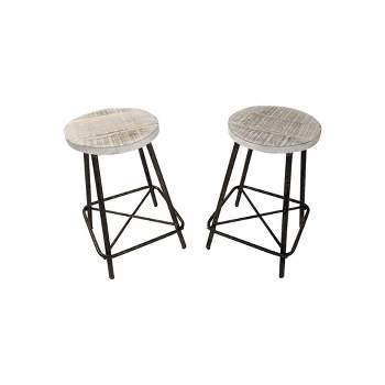 Set of 2 24" Inez Counter Height Barstools Natural Driftwood/Aged Iron - Carolina Chair & Table