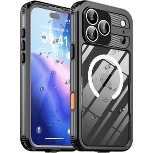 IPhone 17 Pro Max 6.9-inch Waterproof Protective Case,Dustproof and Shockproof, Screen Protector,Compatible with MagSafe Magnetic System (Black) - 1 of 4