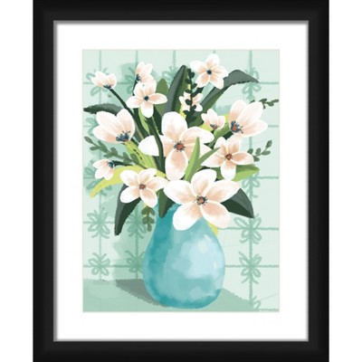 18" x 22" Matted to 2" Joy Flowers Picture Framed Black - PTM Images
