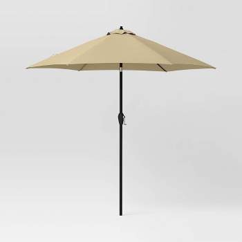 9' Round Outdoor Patio Market Umbrella with Black Pole - Room Essentials™