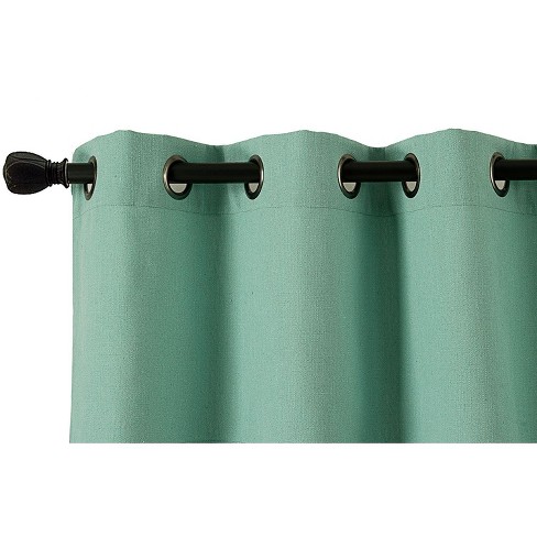 Kate Aurora Teen Decor Poly Cotton Coastal Aqua Colored Grommet Top Window Valance - image 1 of 4