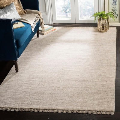Beige 8' x 10' Reversible Flat-Woven Wool-Cotton Blend Rug