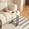 GlasFlength End Tables, Modern Accent End Table Coffee Table with Metal Leg for Living Room, Bedroom and Office, White, 17.72"*11.81"*23.62" - 2 of 4