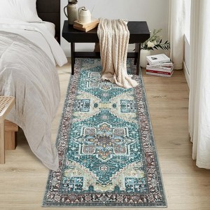 Vintage Medallion Throw Rug - Non-Slip, Machine Washable Area Rug for Living Room, Bedroom, Kitchen,Gift for Home Decor - 1 of 4