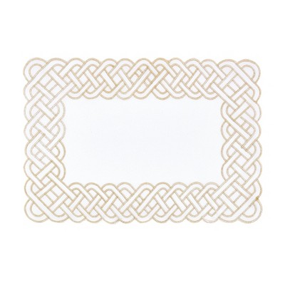 Gold Embroidered Fabric Rectangle Placemats Set of 4