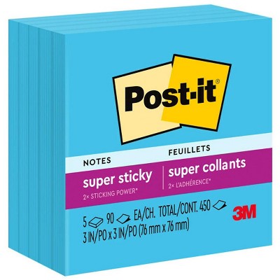 Post-it Super Sticky Notes 3" x 3" Electric Blue 90 Sheets/Pad 258340