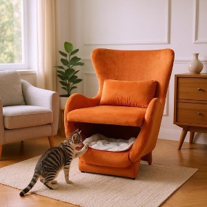 Sapphtopaz Velvet 2 in 1 Accent Chair with Pet Space Upholstered Single Sofa Chair with Armrest Leisure Lounge Chair for Living Room,Bedroom - 1 of 4