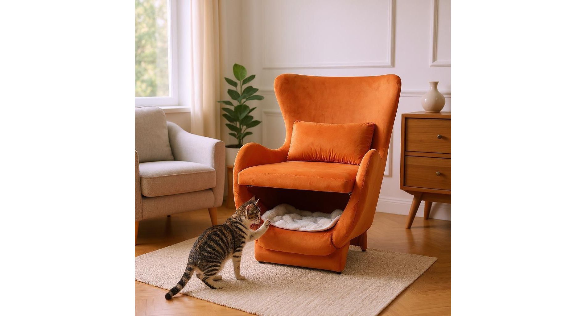 Sapphtopaz Velvet 2 in 1 Accent Chair with Pet Space Upholstered Single Sofa Chair with Armrest Leisure Lounge Chair for Living Room,Bedroom