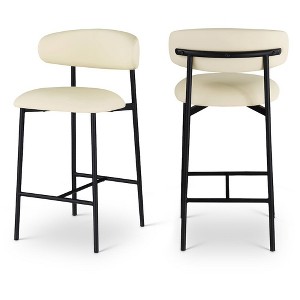 Meridian Furniture,Lupita Cream Vegan Leather Counter Stool, Set of 2 - 1 of 4