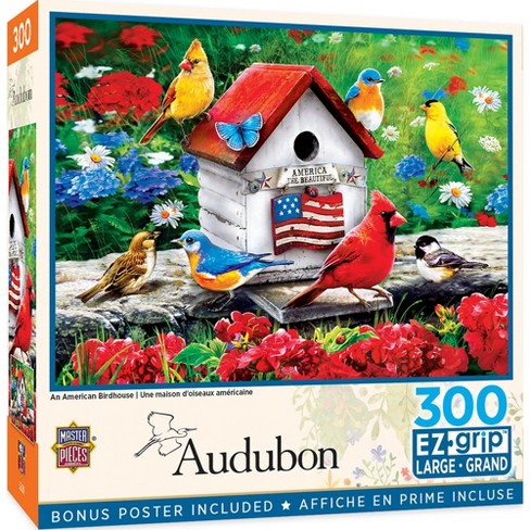 Artbox Colorful Song Birds & Birdhouses with Roses 300 Piece Jigsaw Puzzle NEW 