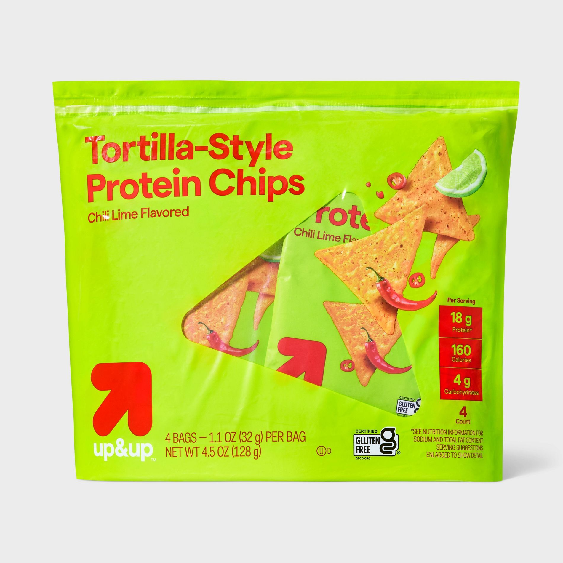 Protein Snack Tortilla Chips - 4.5oz/4pk - up&up™