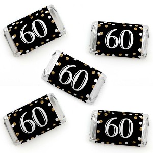 Big Dot of Happiness Adult 60th Birthday - Gold - Mini Candy Bar Wrapper Stickers - Birthday Party Small Favors - 40 Count - 1 of 4