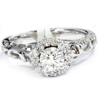 Pompeii3 5/8ct Vintage Diamond Filigree Engagement Ring 14K White Gold