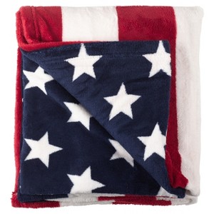 50"x60" American Flag Stars Striped Fleece Throw Blanket - Saro Lifestyle: Cozy Patriotic Vintage Style - 1 of 3