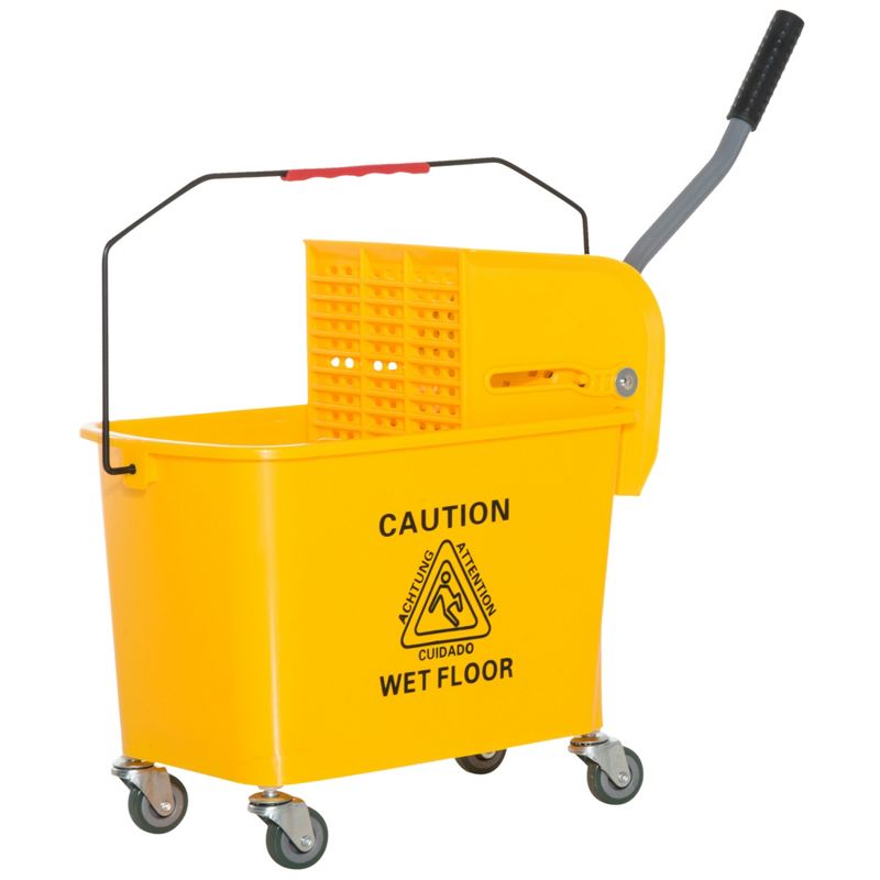 HOMCOM Mop Bucket with Wringer on Wheels for Floor Cleaning, 21 Quart, Separate Dirty and Clean Water, Yellow, 4 of 9