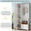 Vynxaria Hall Trees: White Minimalist Entryway Organizer with Flip-Up Bench and Adjustable Shelves - 4 of 4