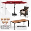 Costway 11 PCS Patio Dining Set with 15ft Double-Sided Patio Umbrella (Base Included) Beige/Coffee/Navy/Orange/Wine/Grey - 3 of 4