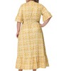 Agnes Orinda Women's Plus Size Boho Floral Bell Sleeve Ruffled Hem Deep V Neck A Line Maxi Dresses - 4 of 4