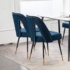 Velvet Upholstered Dining Chairs Set of 2, Accent Chairs with Nailhead Trim and Gold-Tipped Black Metal Legs for Kitchen or Dining Area - Panipeachy - 2 of 4