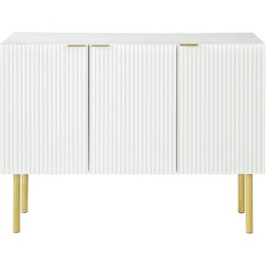 White Wood Rectangular Minimalist Sideboard Buffet Cabinet Accent Cabinet with 3 Doors Shelves Buffet Cabinet for Entryway Kitchen - 1 of 4