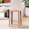 LeisureMod Tresse Stackable Dining Stool – Mid-Century Modern Round Backless Wicker-Top Seat Indoor Outdoor Use for Kitchen, Patio, Garden Set of 2 - 2 of 4