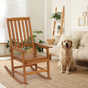 VASIP Acacia Wood Indoor Rocking Chair, Outdoor Solid Wood Patio Furniture for Front Porch, Deck and Garden - 1 of 4